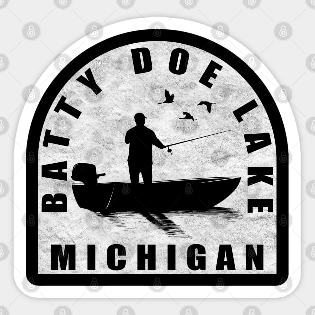 Batty Doe Lake Fishing Michigan Sticker by BirdsEyeWorks